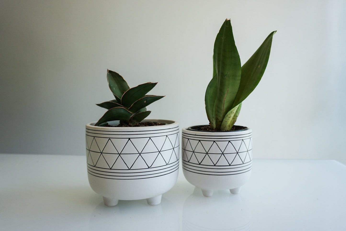White Geo Footed Planter - 4.75" & 6"