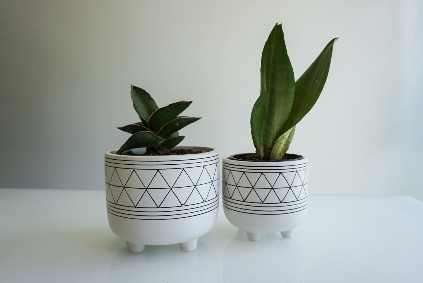 White Geo Footed Planter - 4.75" & 6"